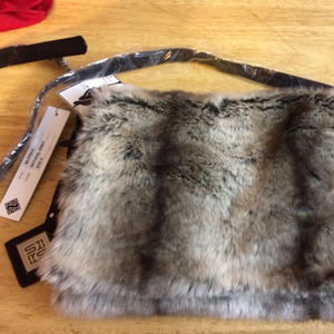 Sondra Roberts Squared Fur Muff Messenger Bag
